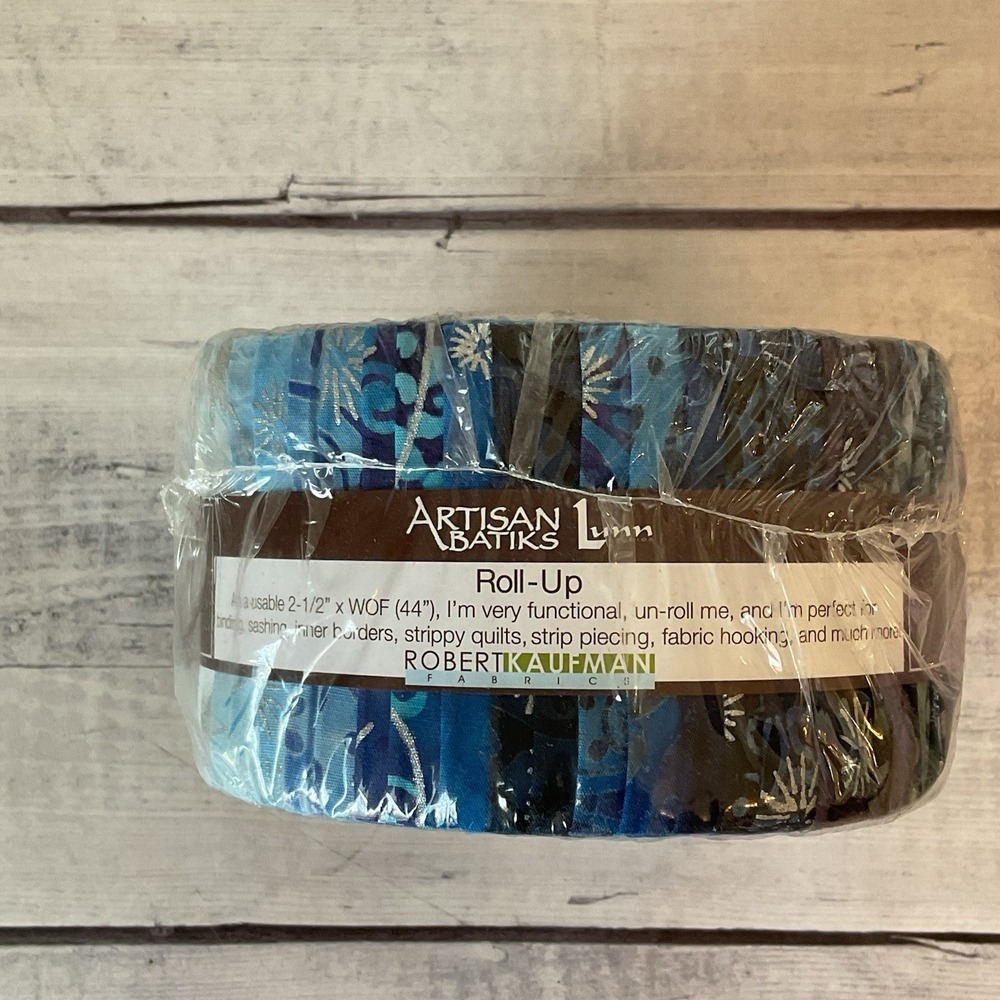 Robert Kaufman Artisan‎ Batiks Roll Up Noel Blue Purple 40 Pcs Quilting Fabric